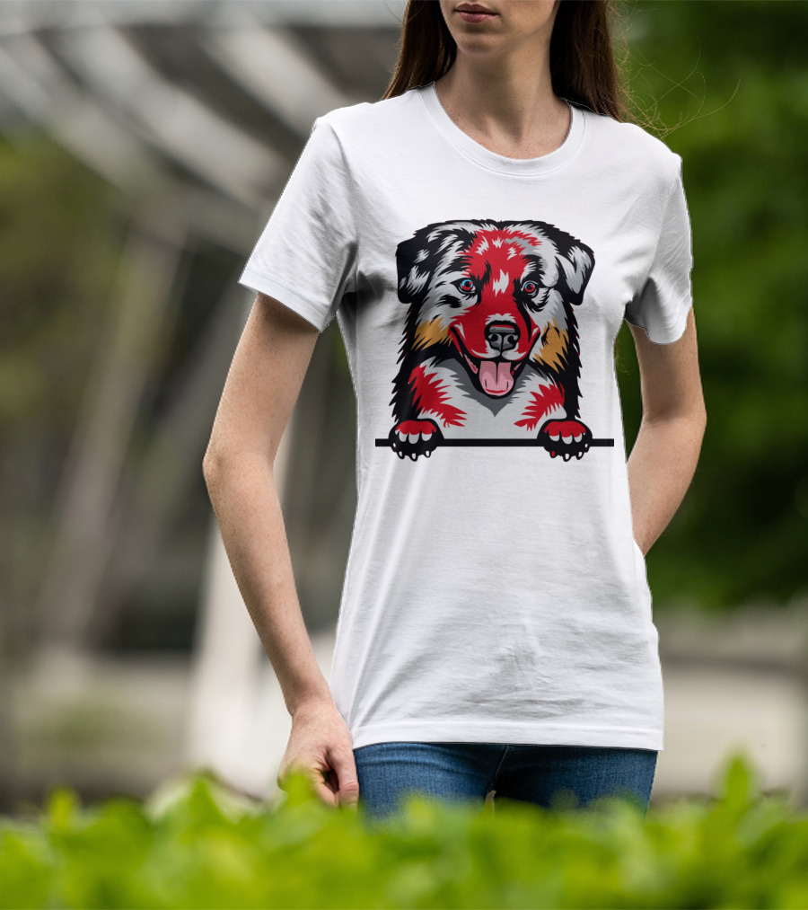 Dog Australian Shepherd Colorful T-Shirt