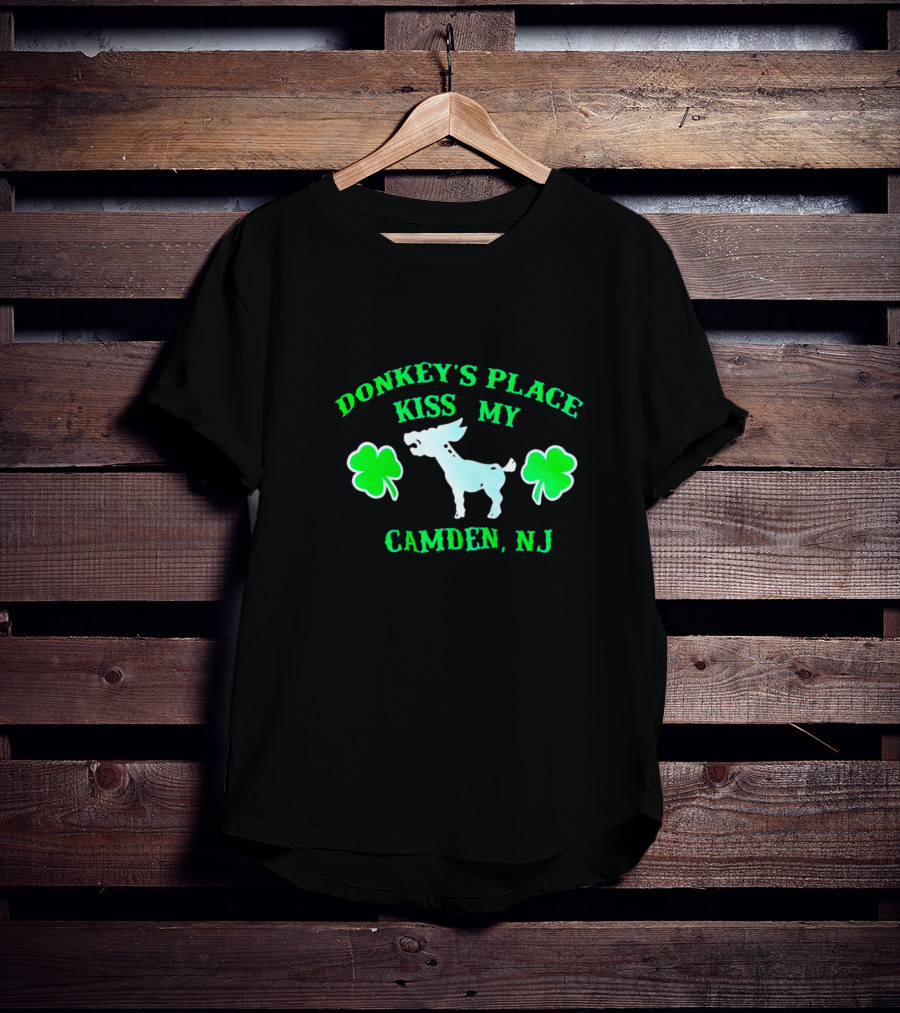 Donkey's Place Kiss My Camden NJ St. Patrick's Day Shamrocks T-Shirt
