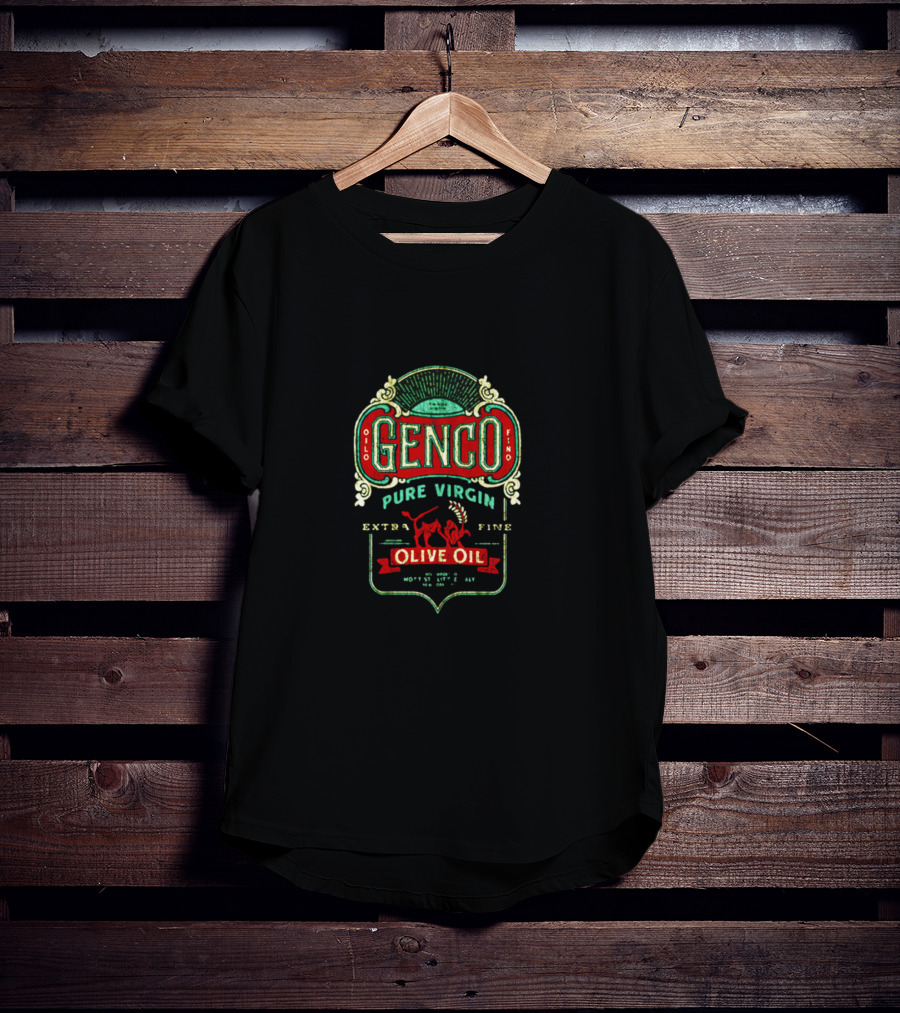 Genco Pure Virgin Extra Fine Olive Oil Retro Label T-Shirt