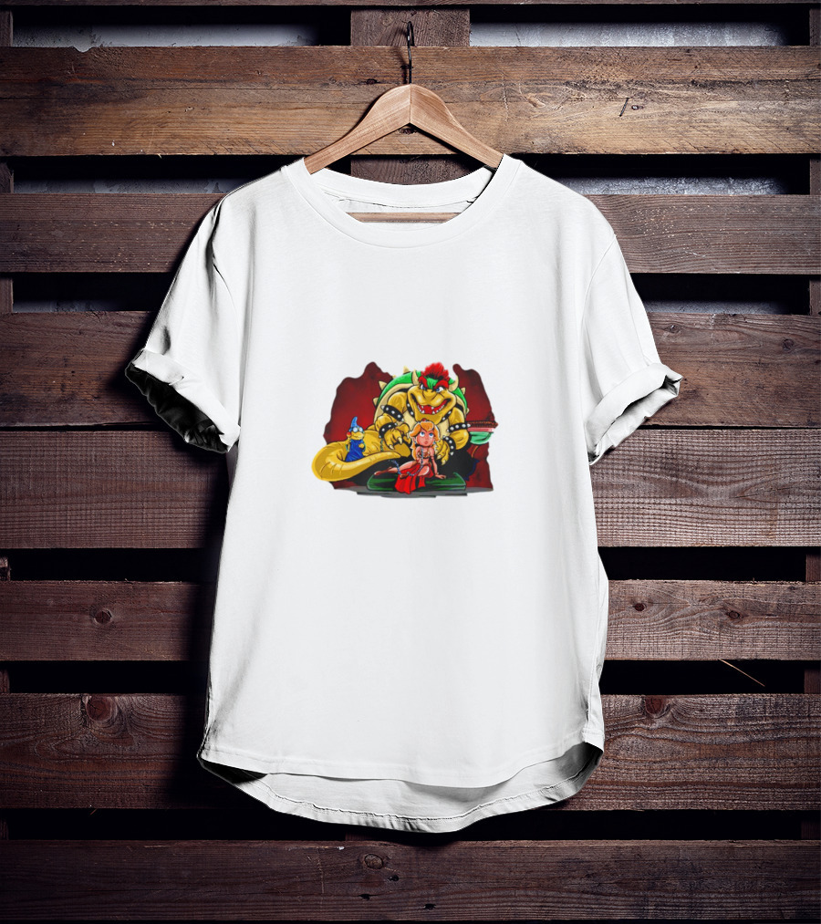Bowser The Hutt Mario Bros Crossover With Princess Peach And Wizard Koopa T-Shirt