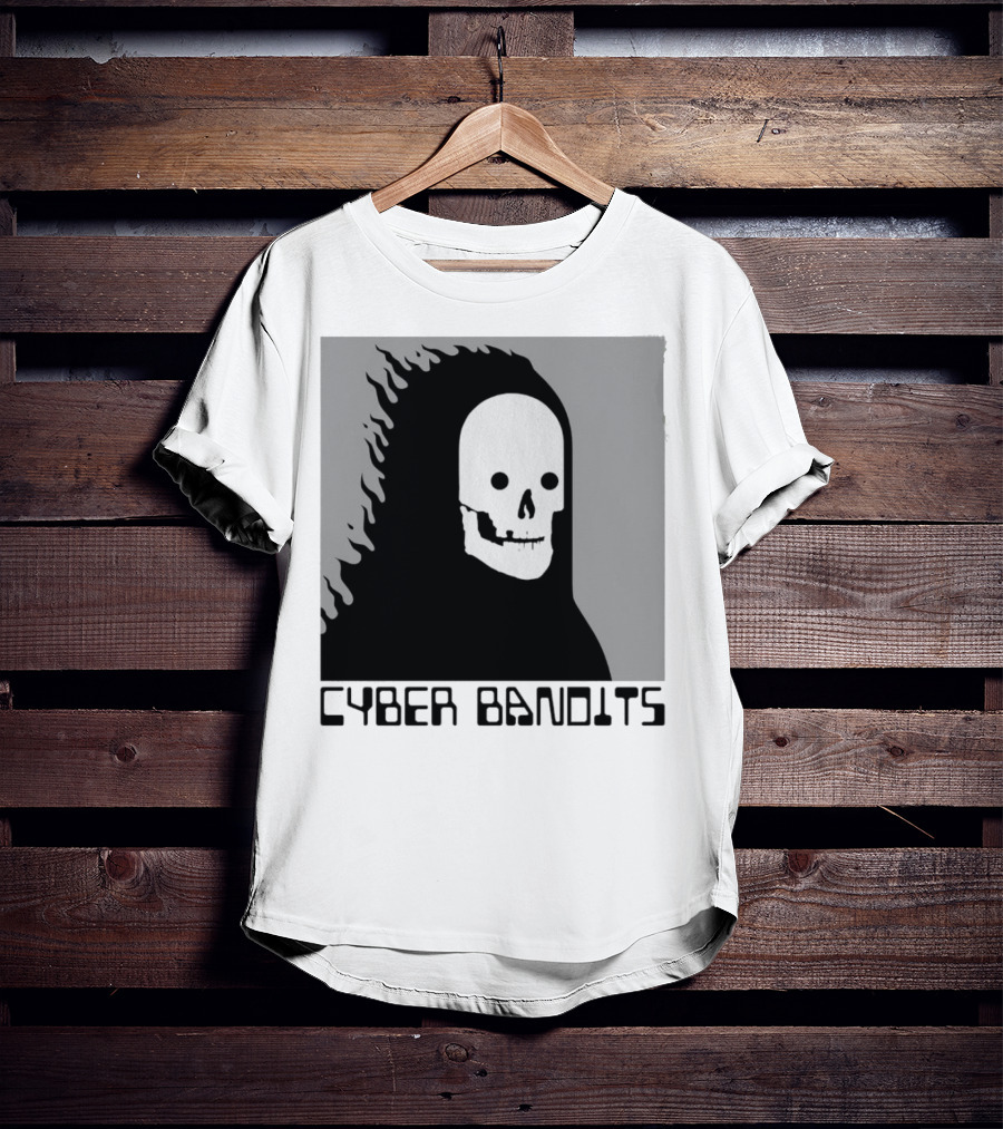 Flaming Reaper Cyber Bandits Skull T-Shirt