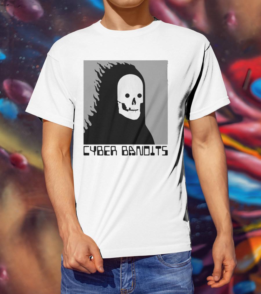 Flaming Reaper Cyber Bandits Skull T-Shirt
