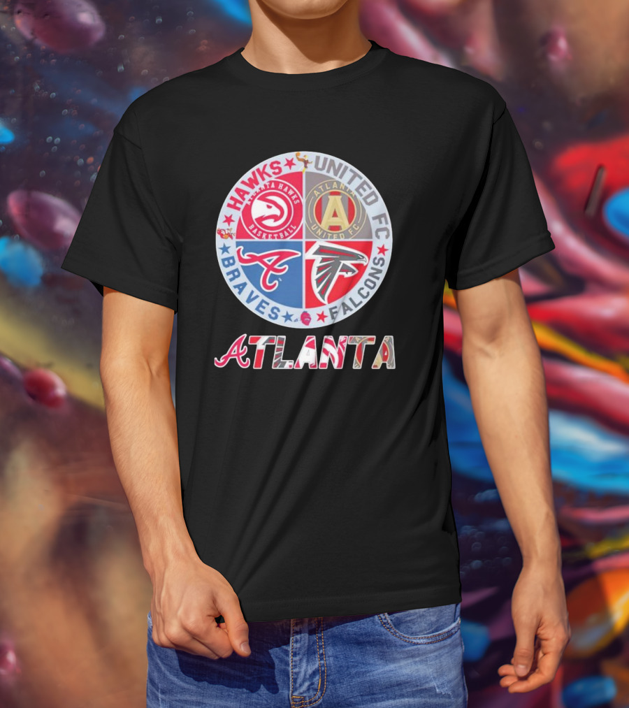 Atlanta Hawks United FC Falcons Braves Logo Mashup T-Shirt