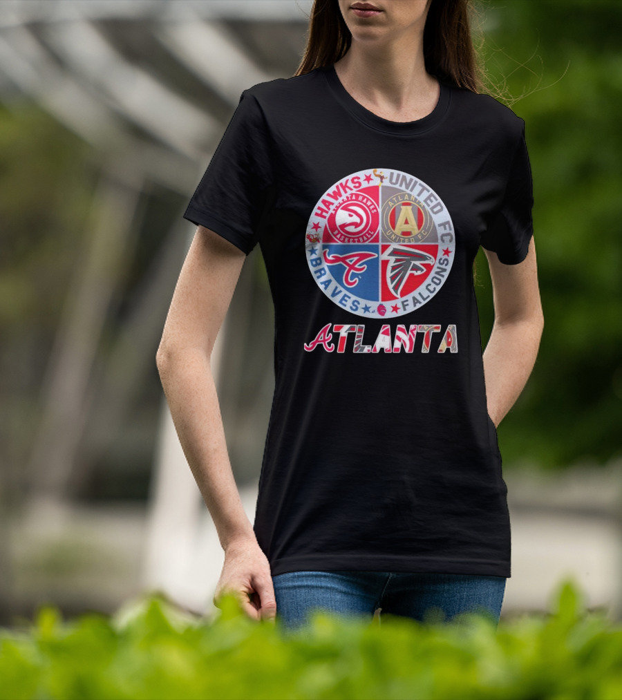 Atlanta Hawks United FC Falcons Braves Logo Mashup T-Shirt