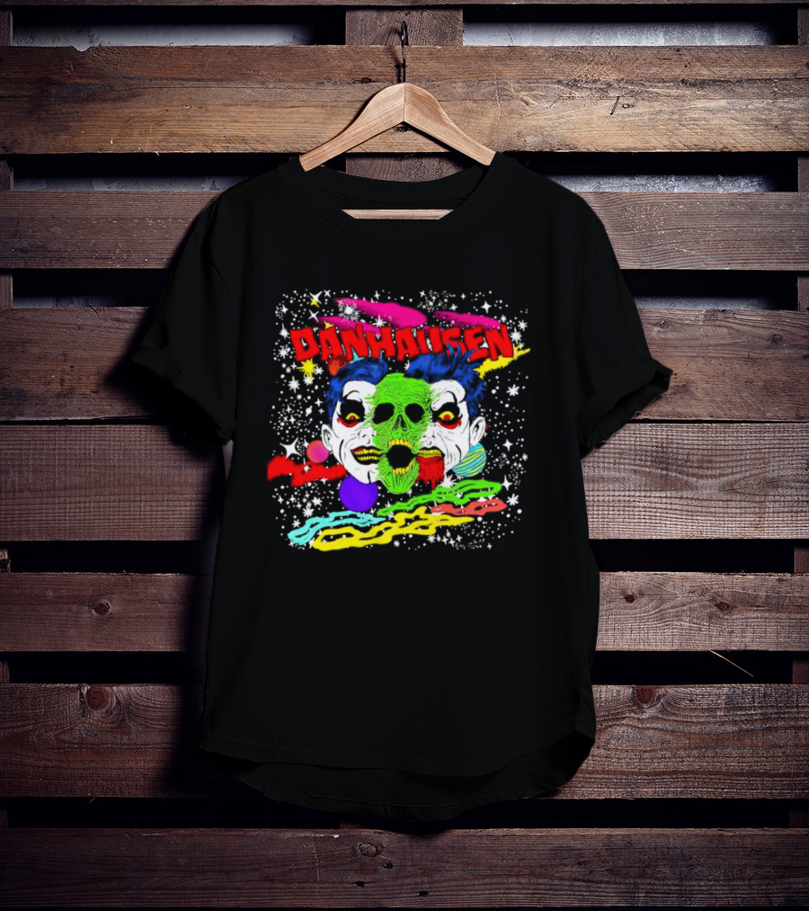 Danhausen Cosmic Skull Faces Colorful Space T-Shirt