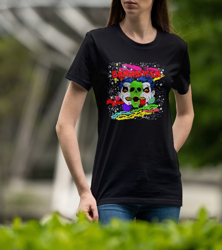 Danhausen Cosmic Skull Faces Colorful Space T-Shirt