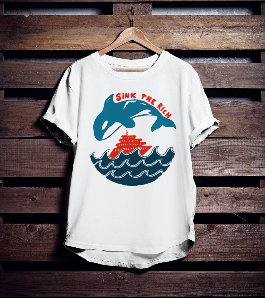 SINK THE RICH Orca And Yacht Sea Scene T-Shirt