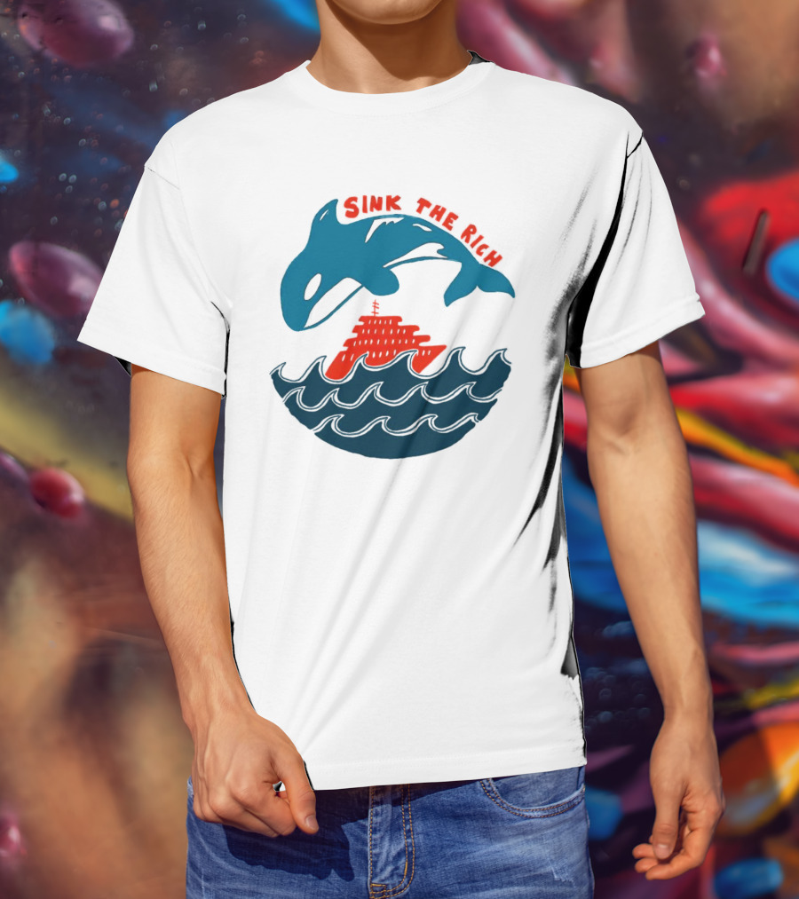SINK THE RICH Orca And Yacht Sea Scene T-Shirt