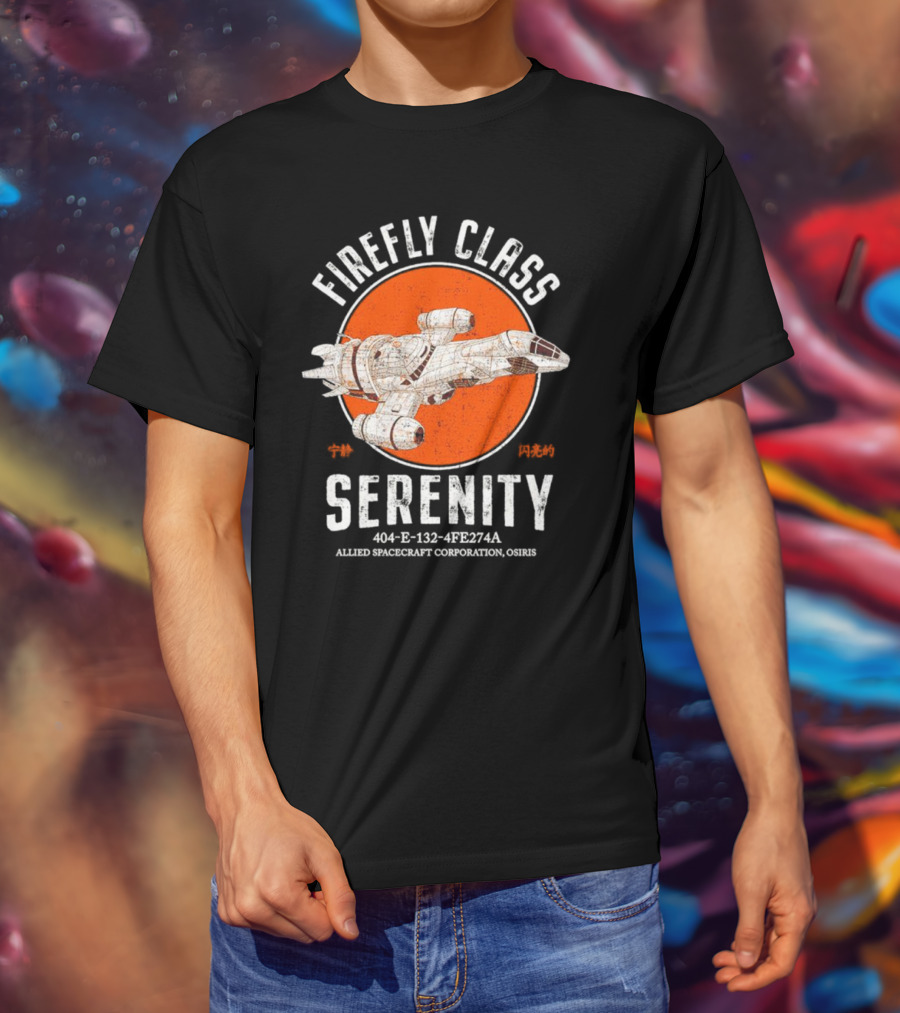 Firefly Class Serenity 404-E-132-4Fe274A Allied Spacecraft Corporation Osiris T-Shirt