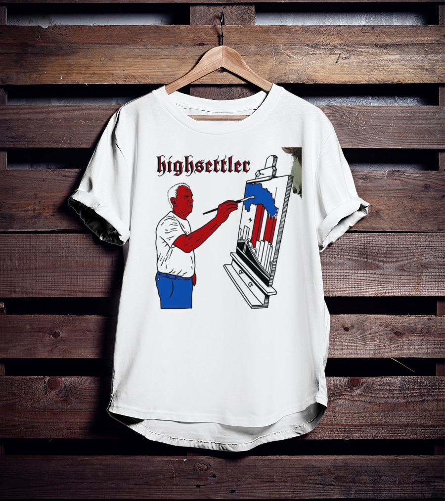 Highsettler Patriotic Painting Scene With Red And Blue Elements T-Shirt