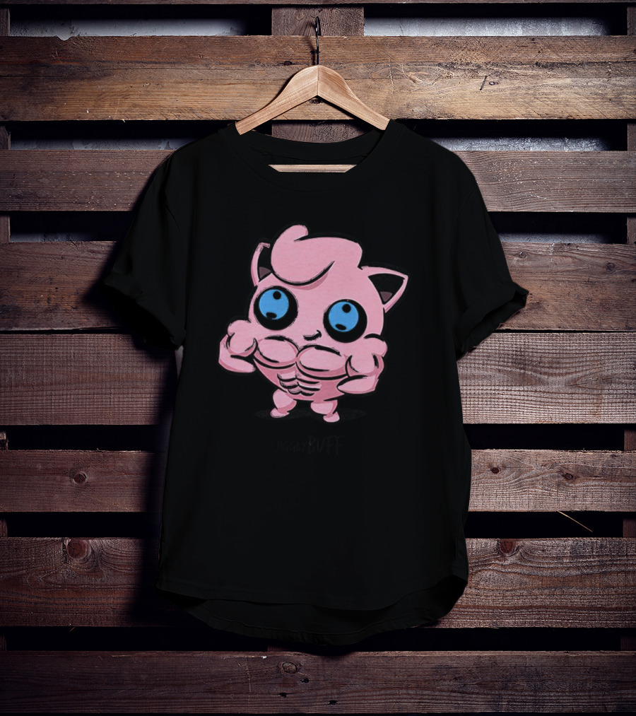 Jigglybuff Muscle Buff Pink Character With Blue Eyes T-Shirt