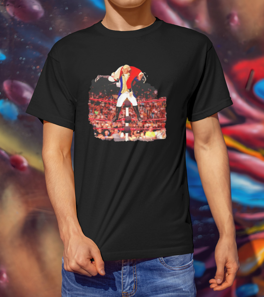 George Washington Wrestling Top Rope Crowd Scene T-Shirt