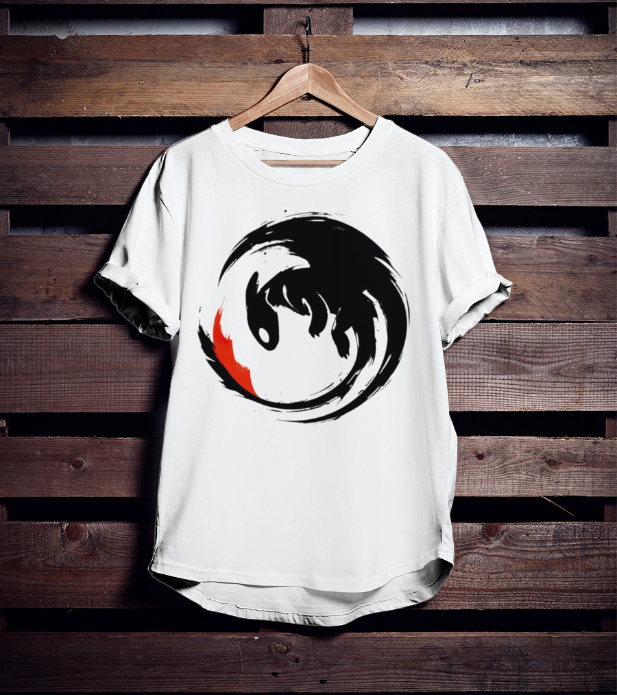 Toothless Night Fury Dragon Ying Yang T-Shirt