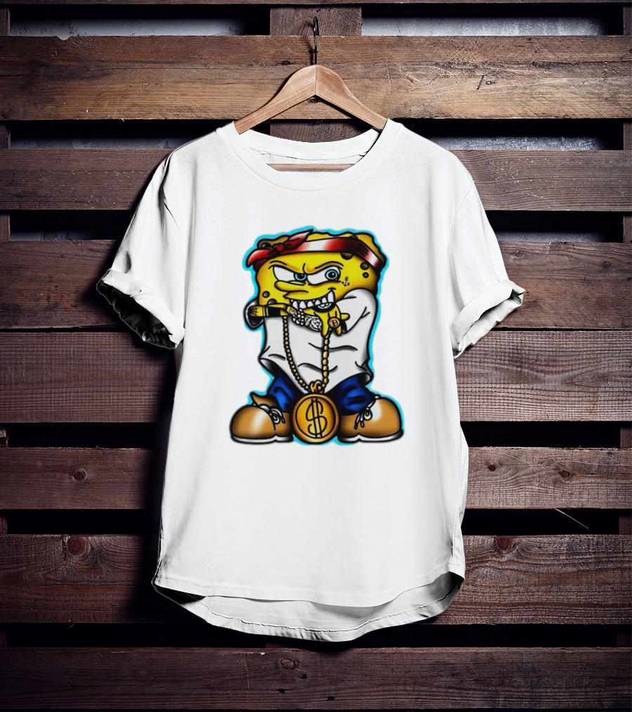 Gangster Spongebob Dollar Bling Animated Character T-Shirt