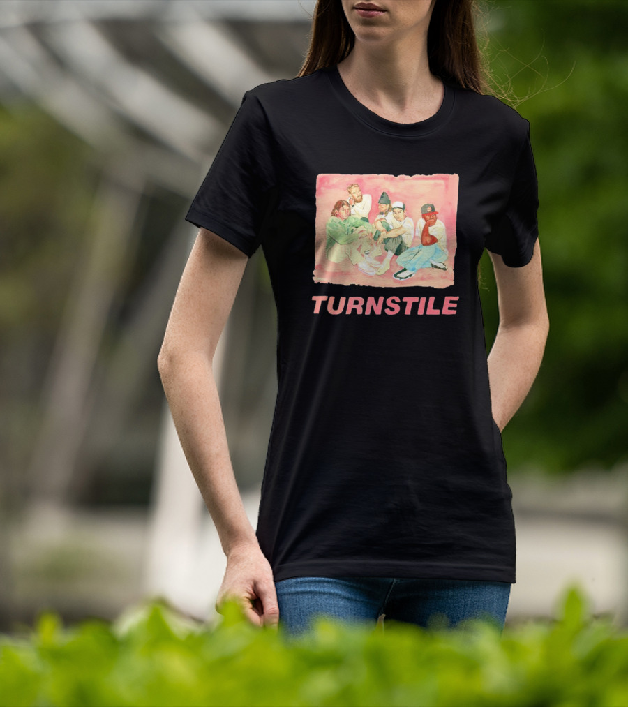 Turnstile Band Illustration Pink Pastel Aesthetic T-Shirt