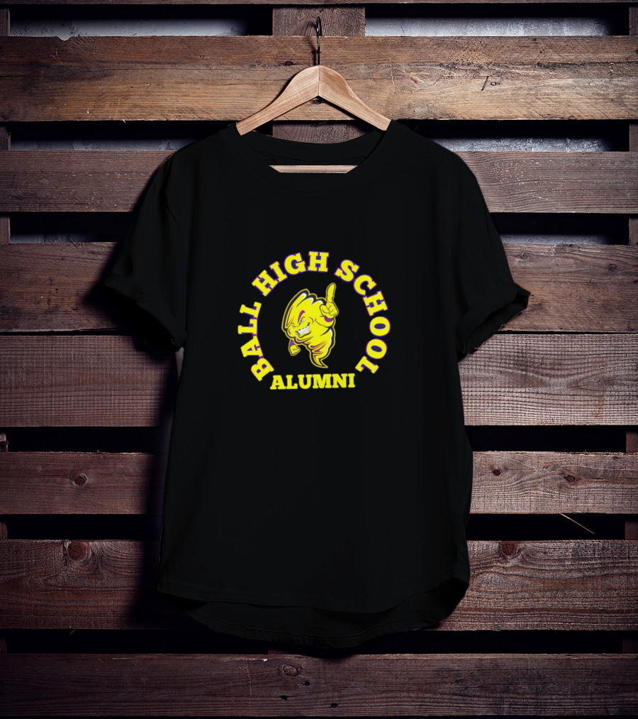 Ball High School Alumni Yellow Tornado Mascot T-Shirt