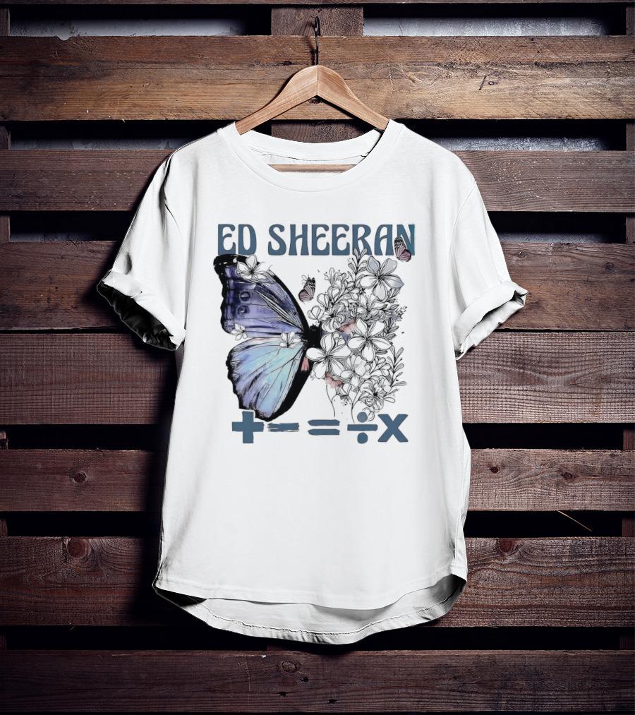 Ed Sheeran Butterfly Flowers Math Symbols Equals Tour T-Shirt