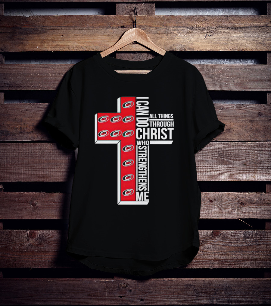 Carolina Hurricanes I Can Do All Things Through Christ Who Strengthens Me Cross T-Shirt