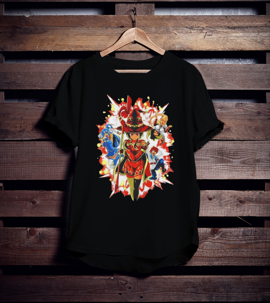 Explosion Magic Anime Konosuba Megumin Aqua Darkness Kazuma Scene T-Shirt