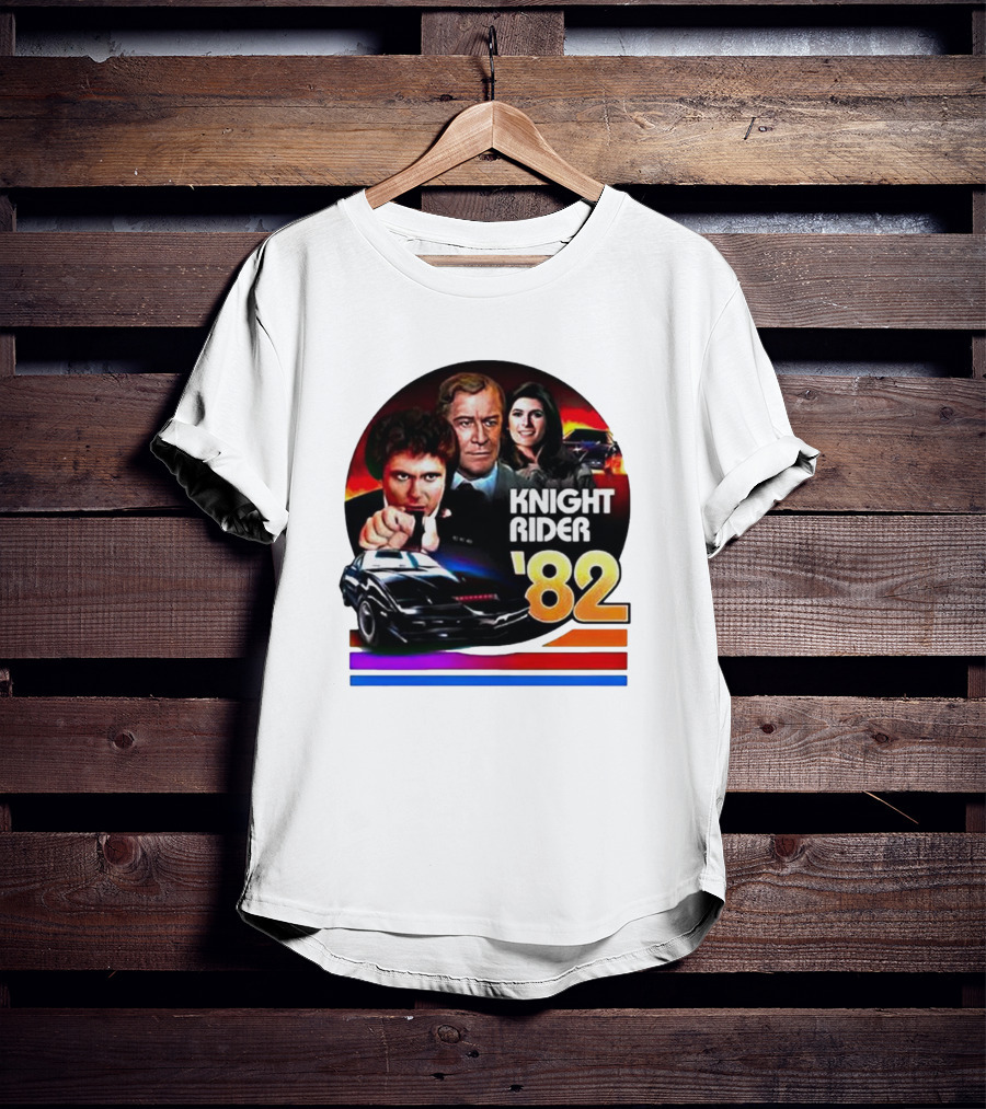 Knight Rider ’82 Retro Cast And Car Montage T-Shirt