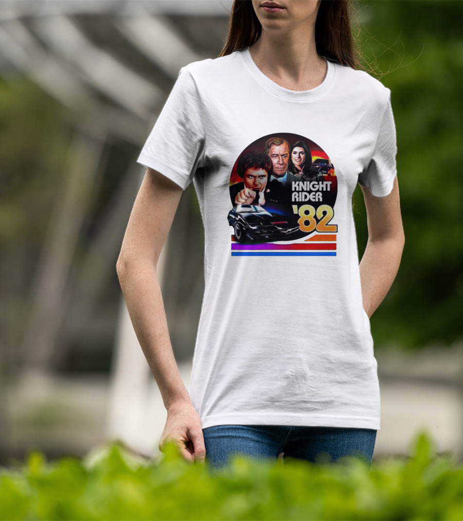 Knight Rider ’82 Retro Cast And Car Montage T-Shirt