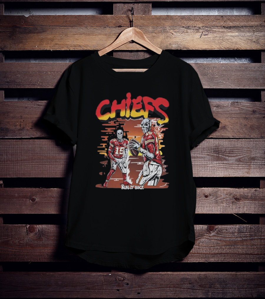 Chiefs Skeleton Run It Back Football Player T-Shirt
