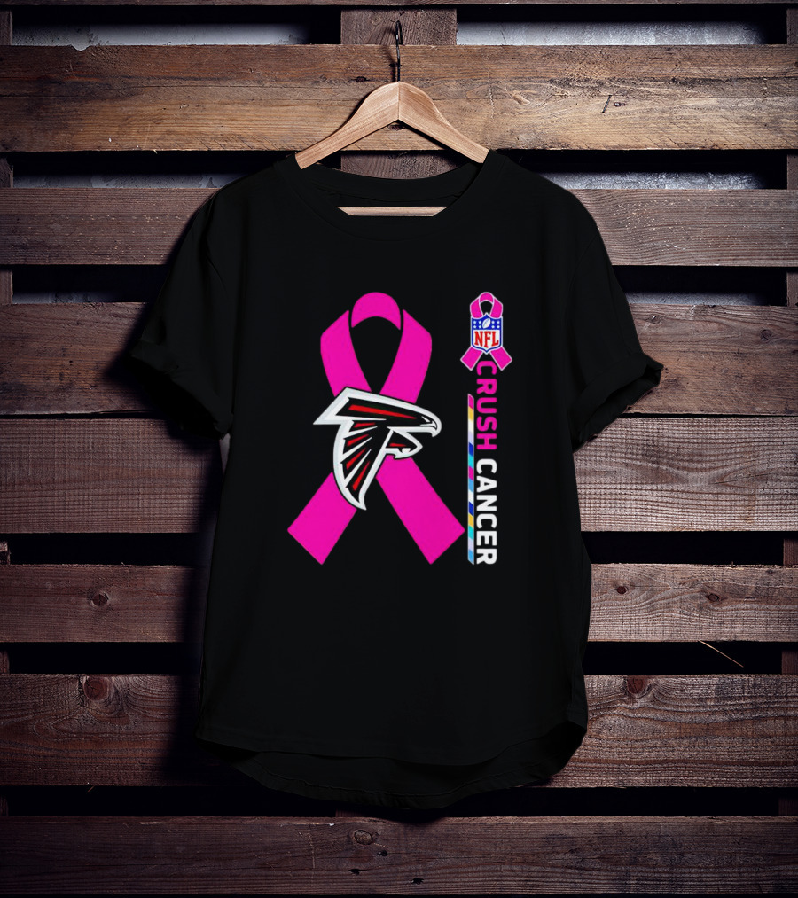 Atlanta Falcons NFL Pink Ribbon Crush Cancer Awareness T-Shirt