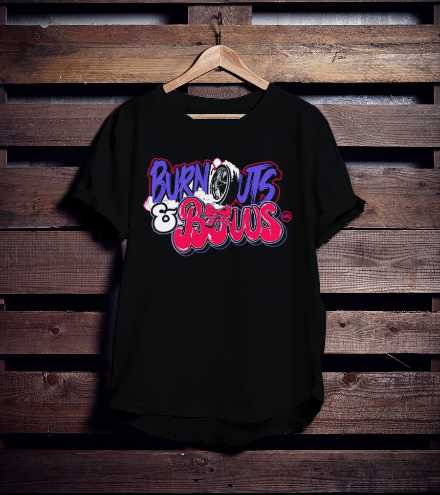 Burnouts And Bows Racing Tire And Bowtie Motif T-Shirt