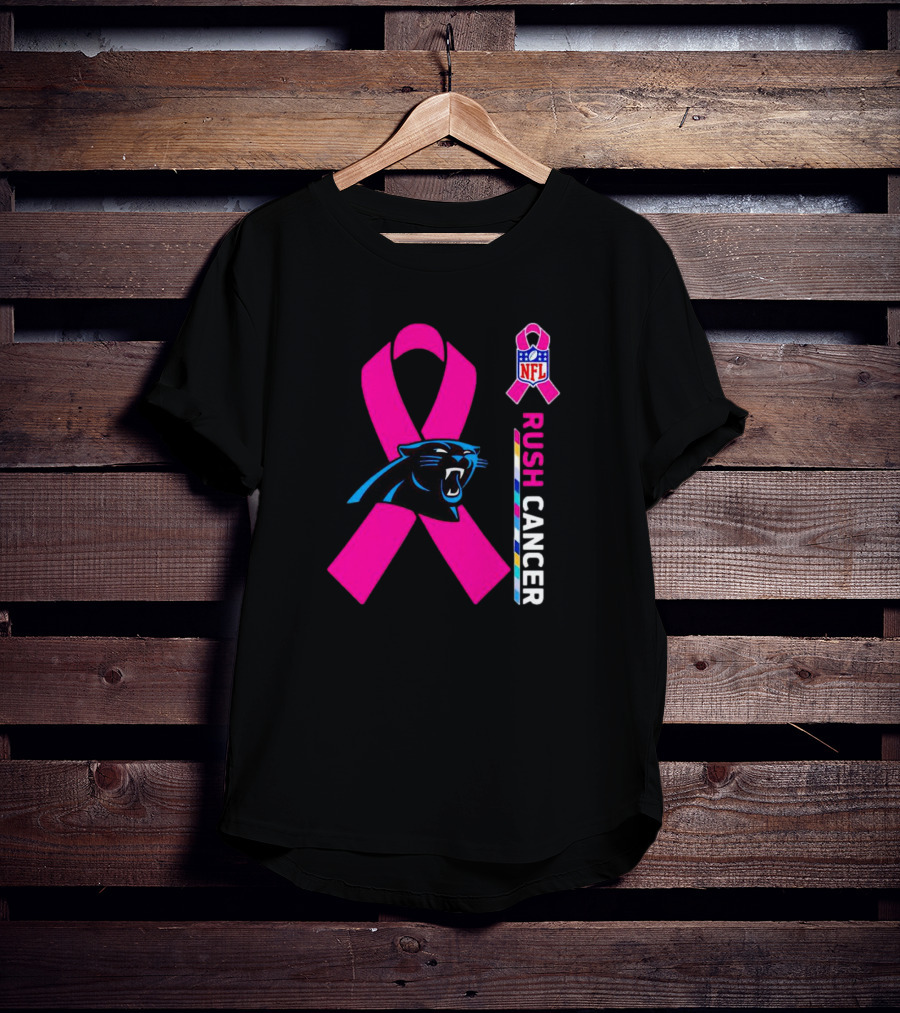 Carolina Panthers NFL Pink Ribbon Rush Cancer Awareness T-Shirt