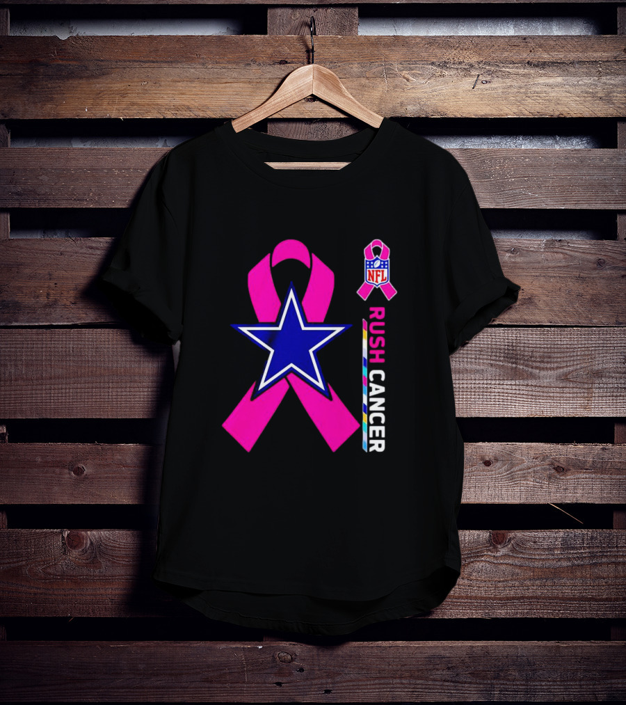 Dallas Cowboys NFL Rush Cancer Pink Ribbon Star T-Shirt