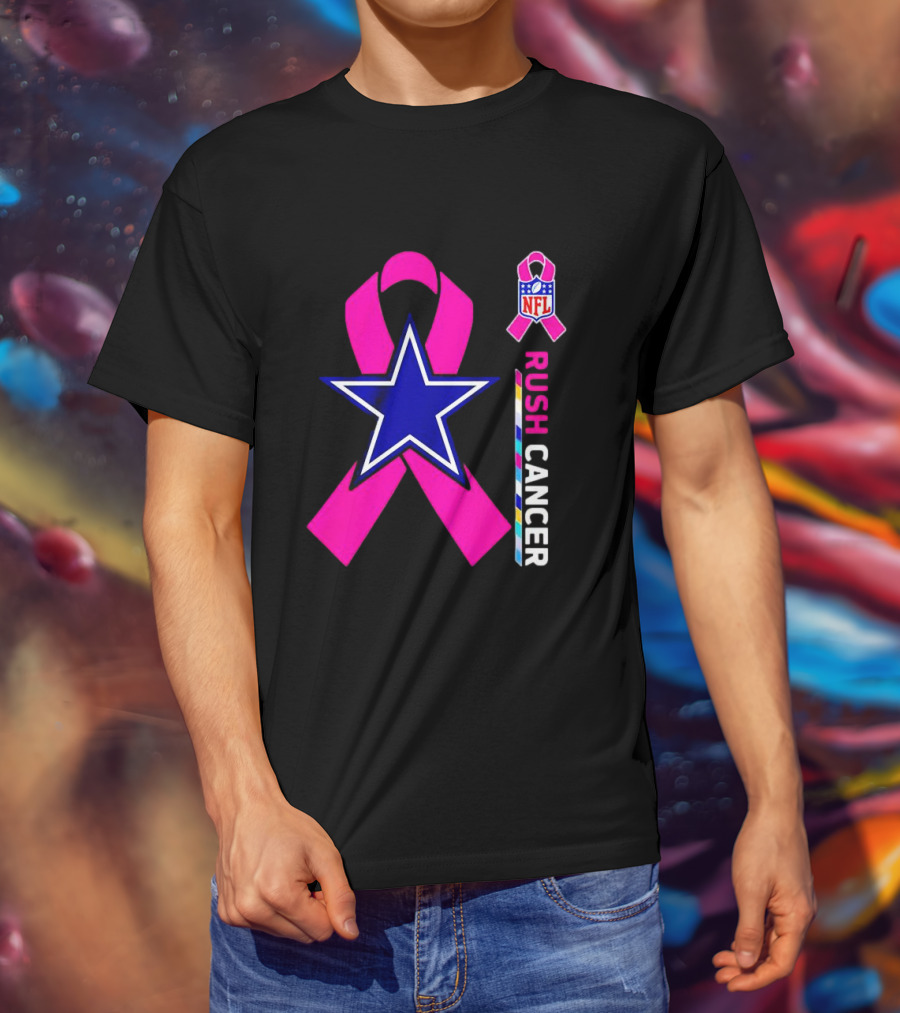 Dallas Cowboys NFL Rush Cancer Pink Ribbon Star T-Shirt