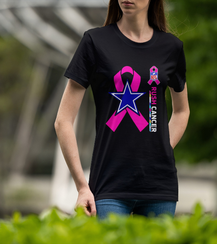 Dallas Cowboys NFL Rush Cancer Pink Ribbon Star T-Shirt