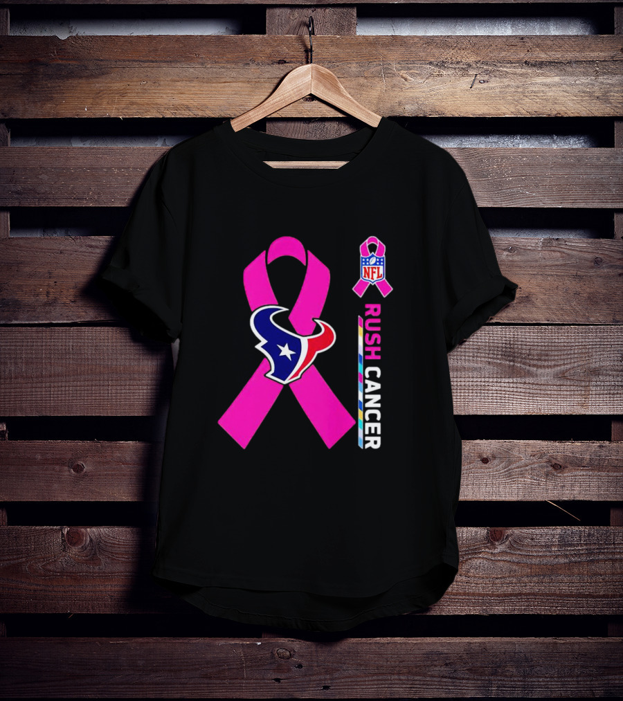 Houston Texans NFL Rush Crush Cancer Pink T-Shirt