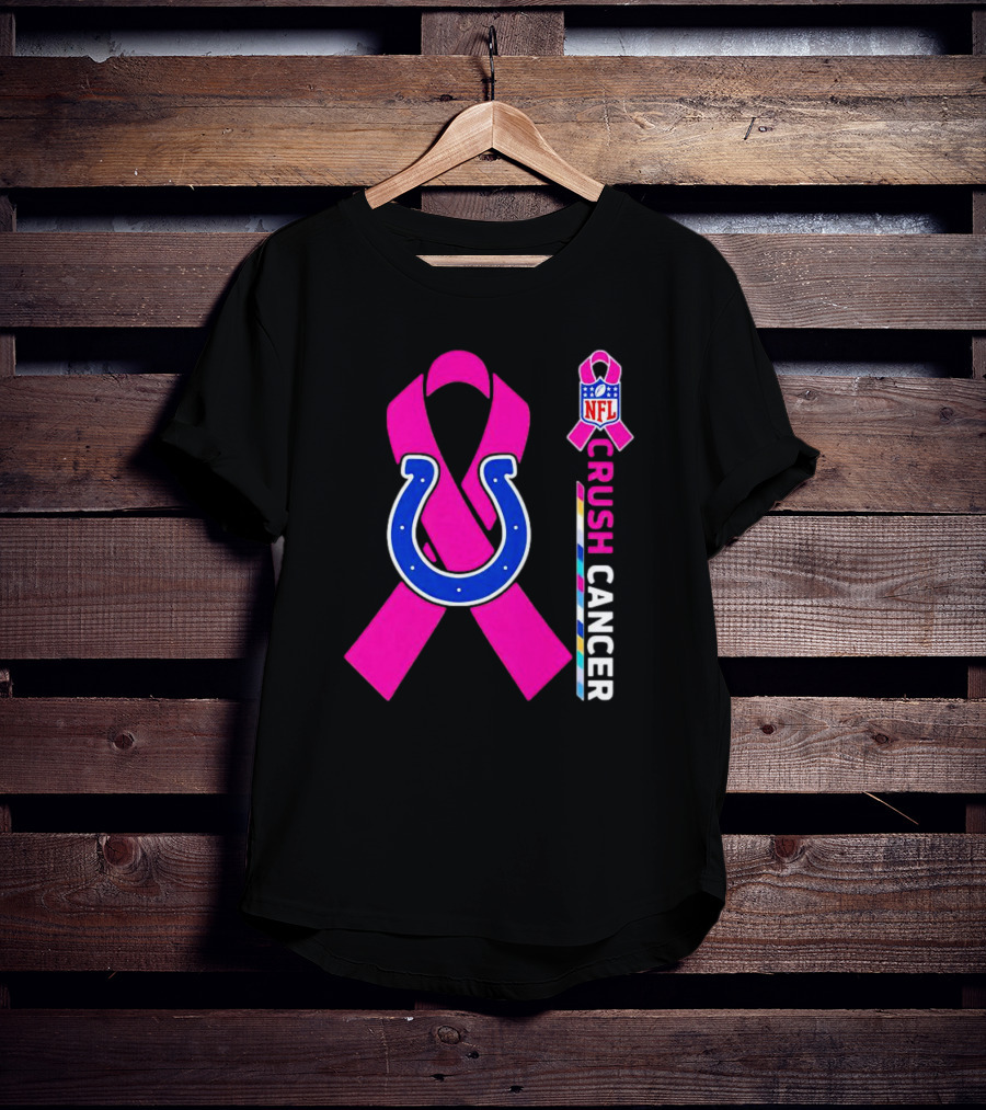 Indianapolis Colts NFL Pink Ribbon Crush Cancer T-Shirt