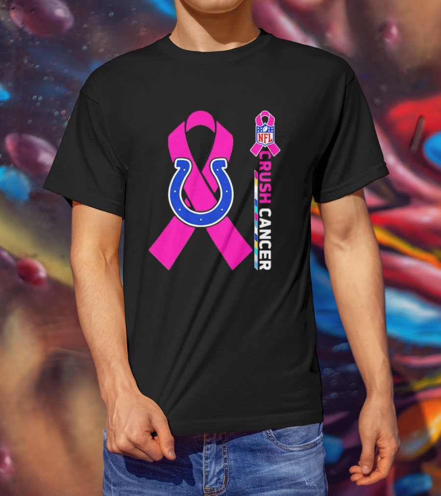 Indianapolis Colts NFL Pink Ribbon Crush Cancer T-Shirt