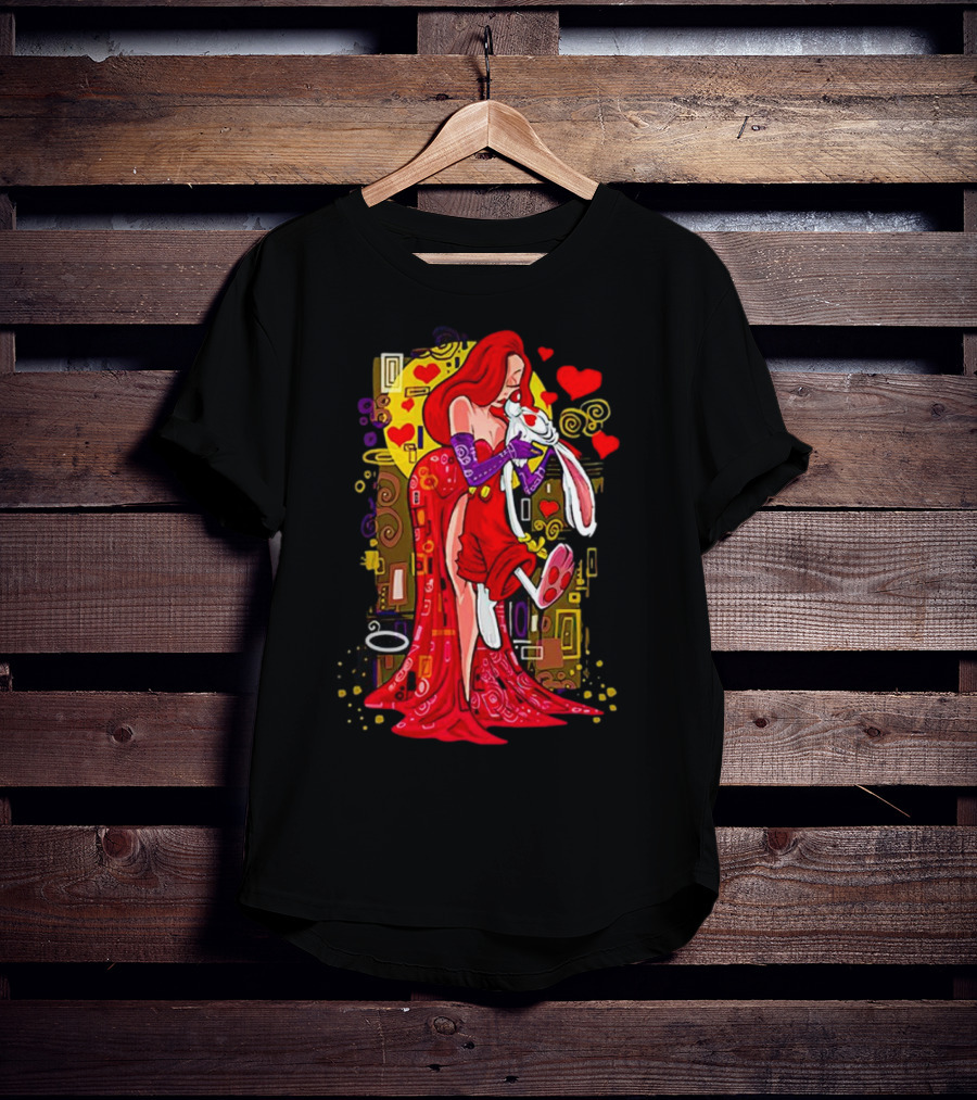 Jessica Rabbit Roger Rabbit Gustav Klimt The Kiss Cartoon Hearts T-Shirt