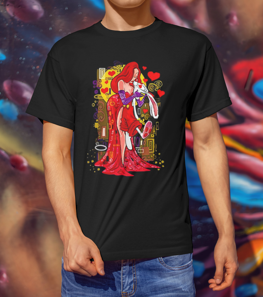 Jessica Rabbit Roger Rabbit Gustav Klimt The Kiss Cartoon Hearts T-Shirt