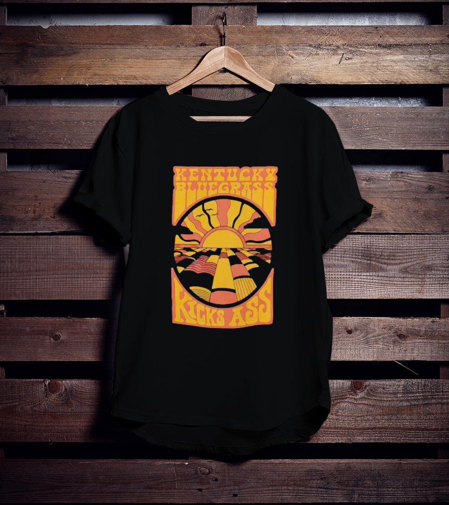 Kentucky Bluegrass Kicks Ass Retro Sunset Fields T-Shirt