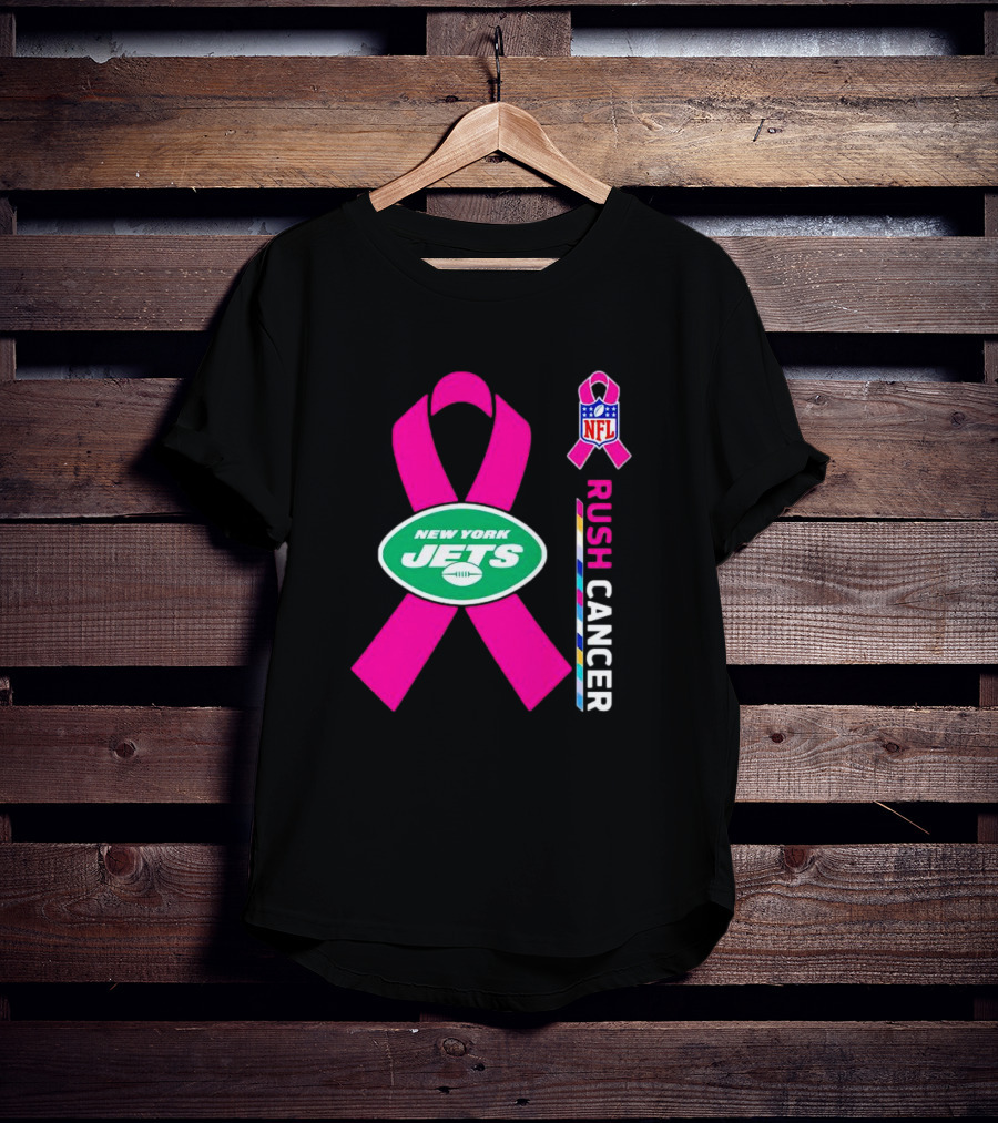 New York Jets NFL Rush Cancer Pink T-Shirt