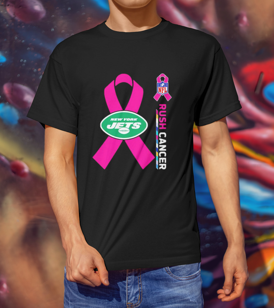 New York Jets NFL Rush Cancer Pink T-Shirt