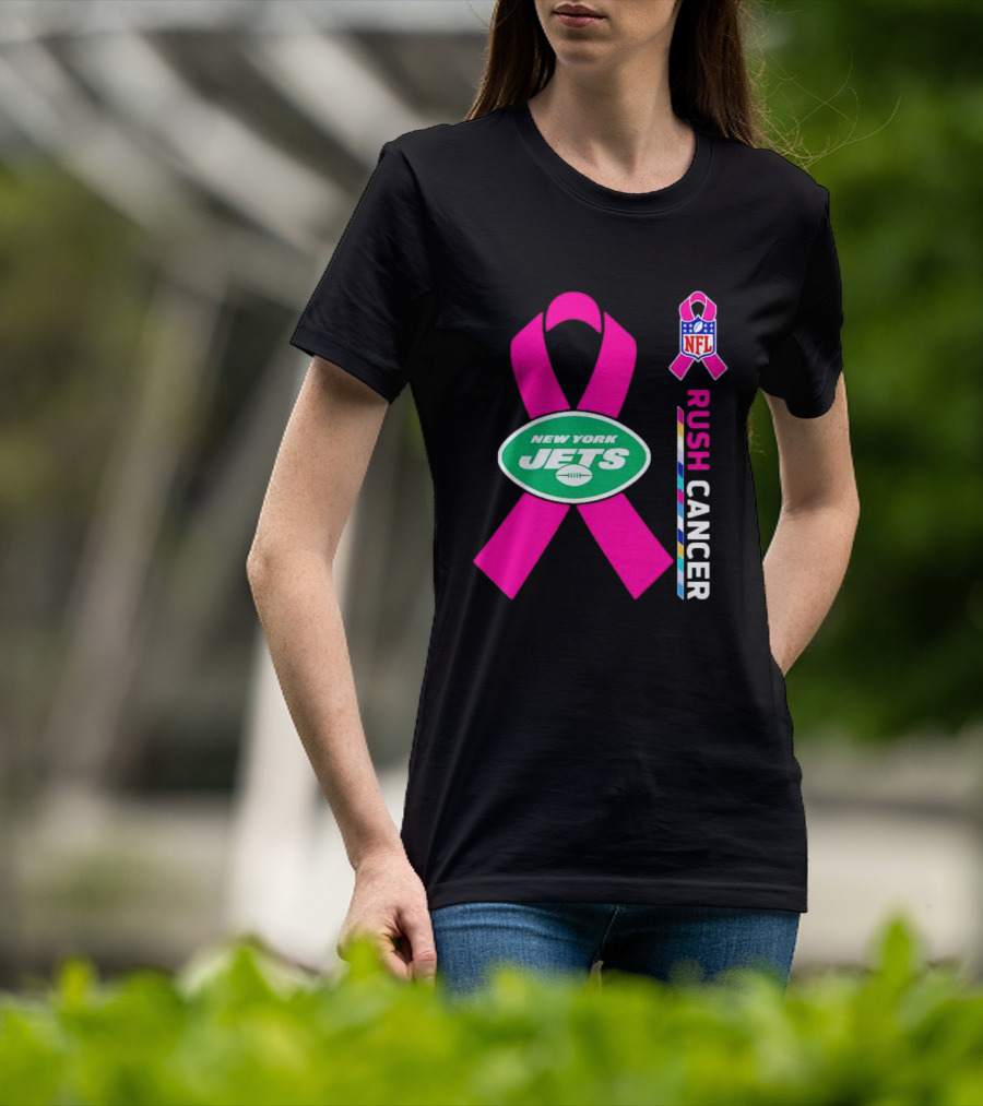 New York Jets NFL Rush Cancer Pink T-Shirt