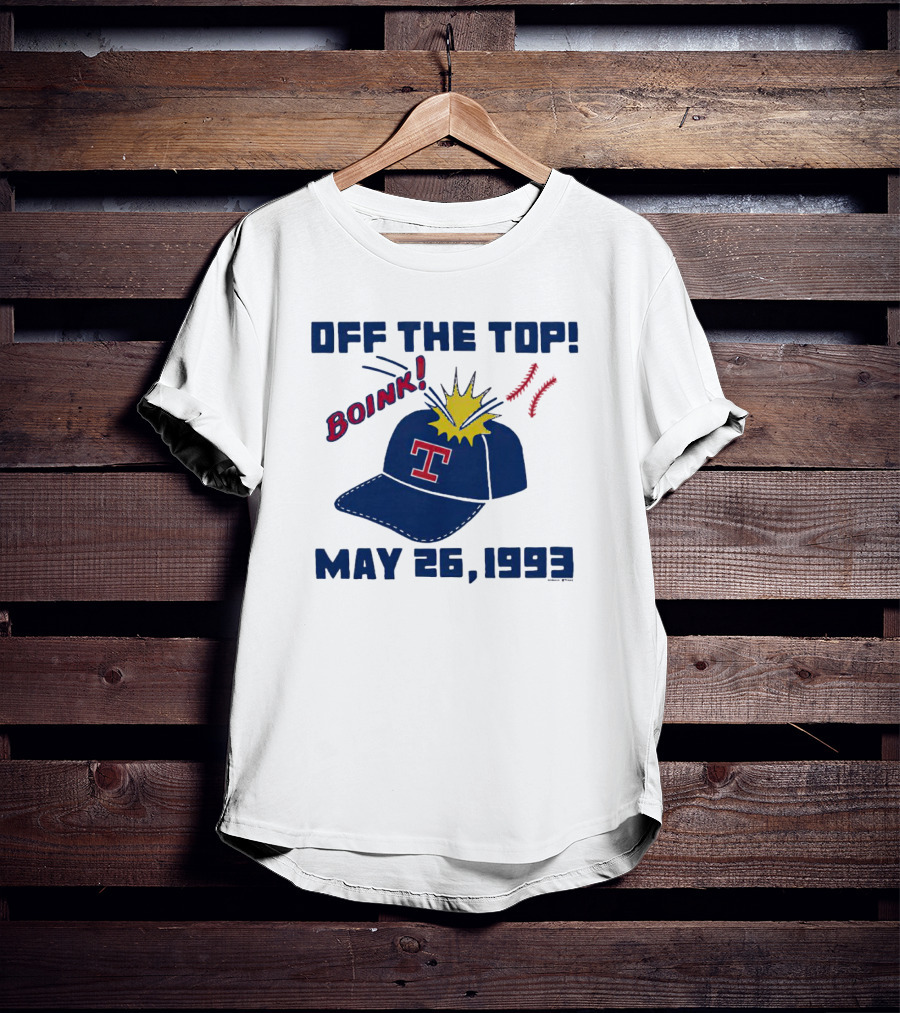 Texas Rangers Off The Top Boink May 26 1993 Baseball Cap Explosion T-Shirt