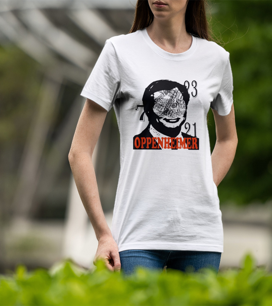 Christopher Nolan Oppenheimer Film Artwork With Numbers 7321 T-Shirt