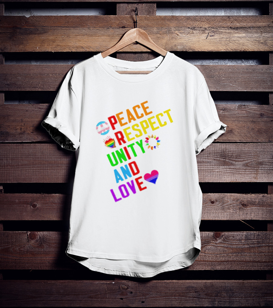 Pride Peace Respect Unity And Love Rainbow Symbols T-Shirt