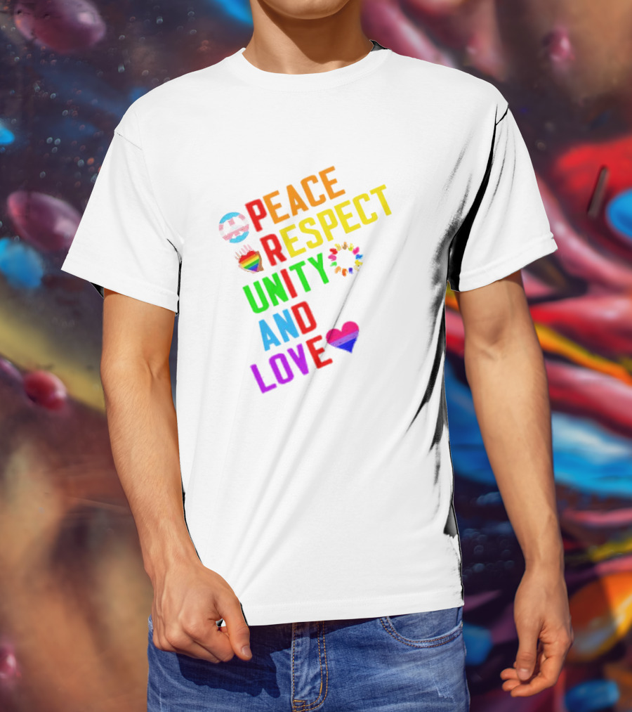 Pride Peace Respect Unity And Love Rainbow Symbols T-Shirt