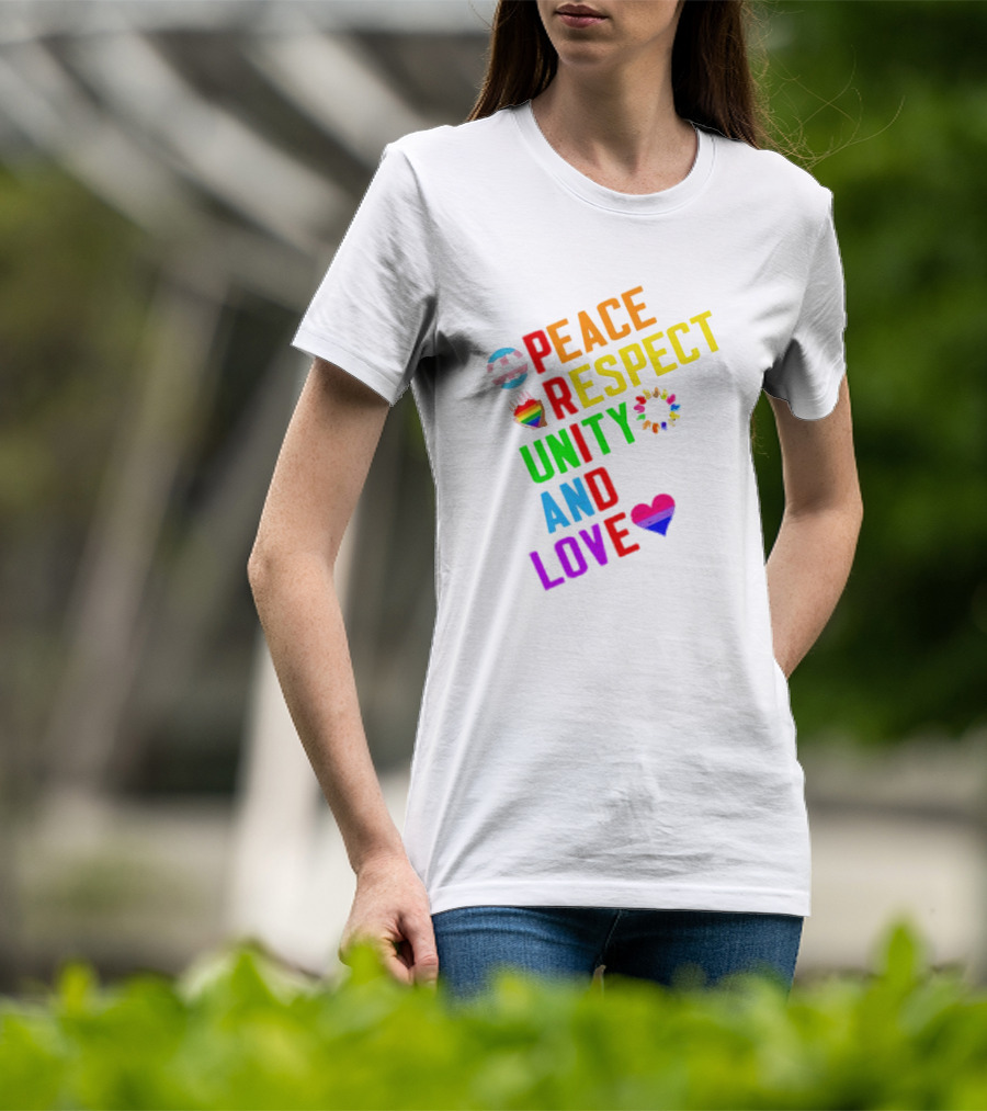 Pride Peace Respect Unity And Love Rainbow Symbols T-Shirt