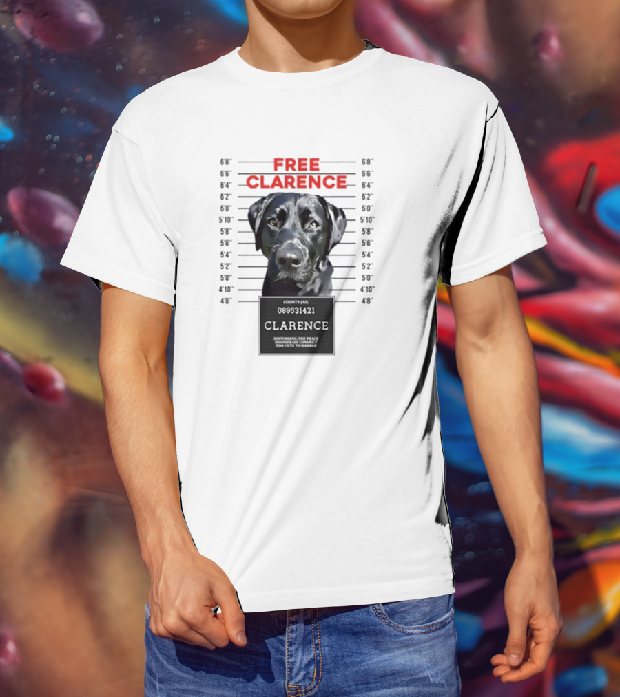 Jimmy And Clarence Free Clarence Mugshot Dog Lineup T-Shirt