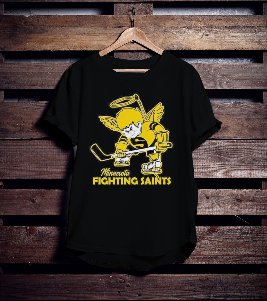 Minnesota Fighting Saints Hockey Mascot Vintage T-Shirt