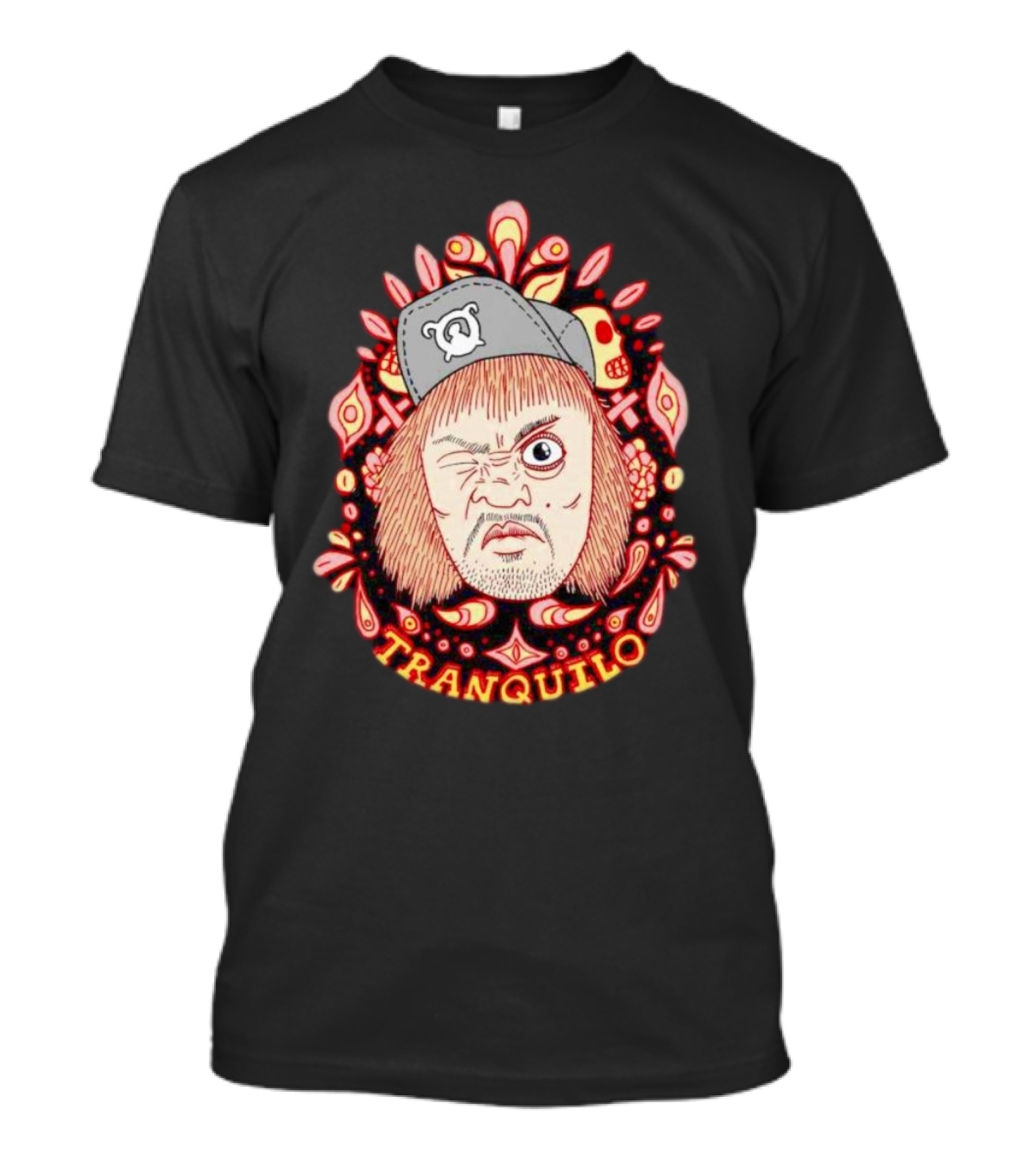 Tranquilo Wrestling Pro Character Art In Floral Embellished Frame T-Shirt