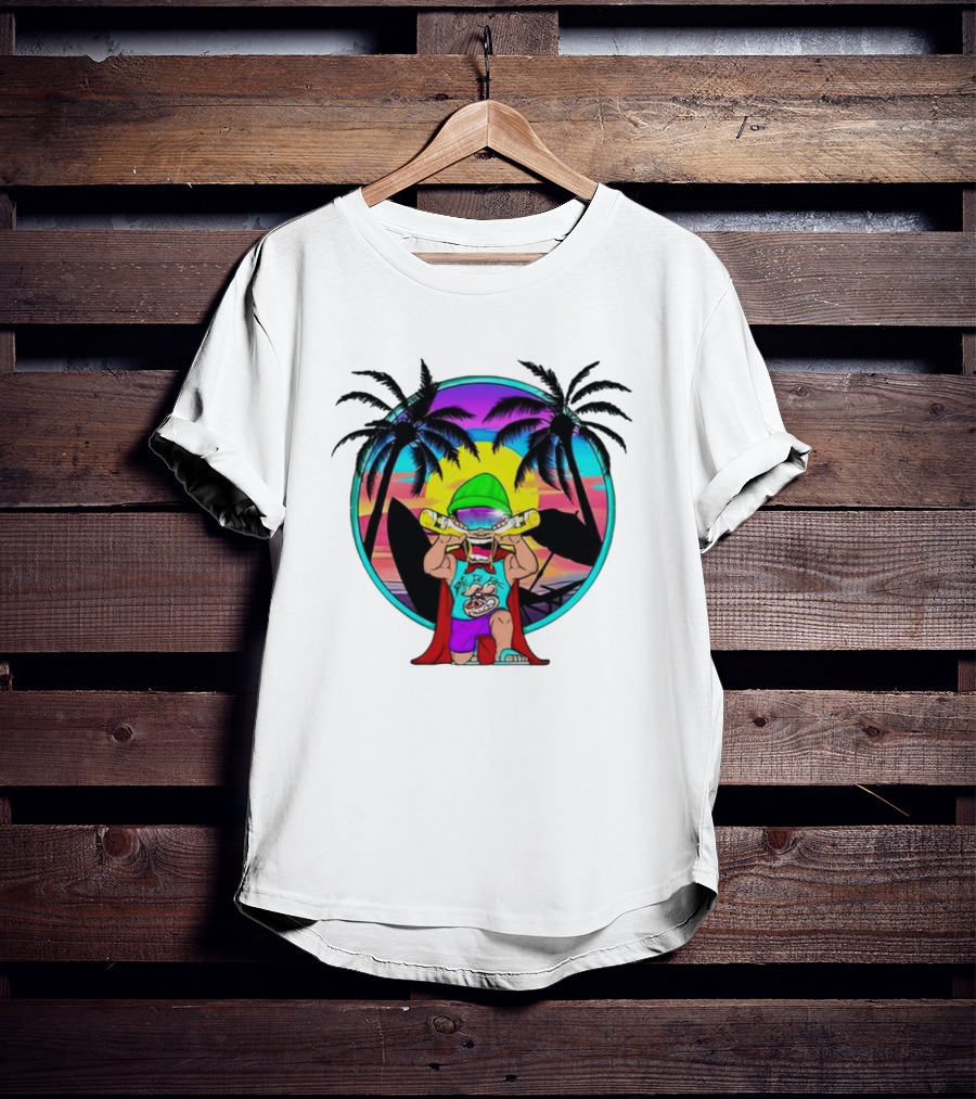 OGblob18 Beach Adventure Tropical Vibes Sunset Scene T-Shirt